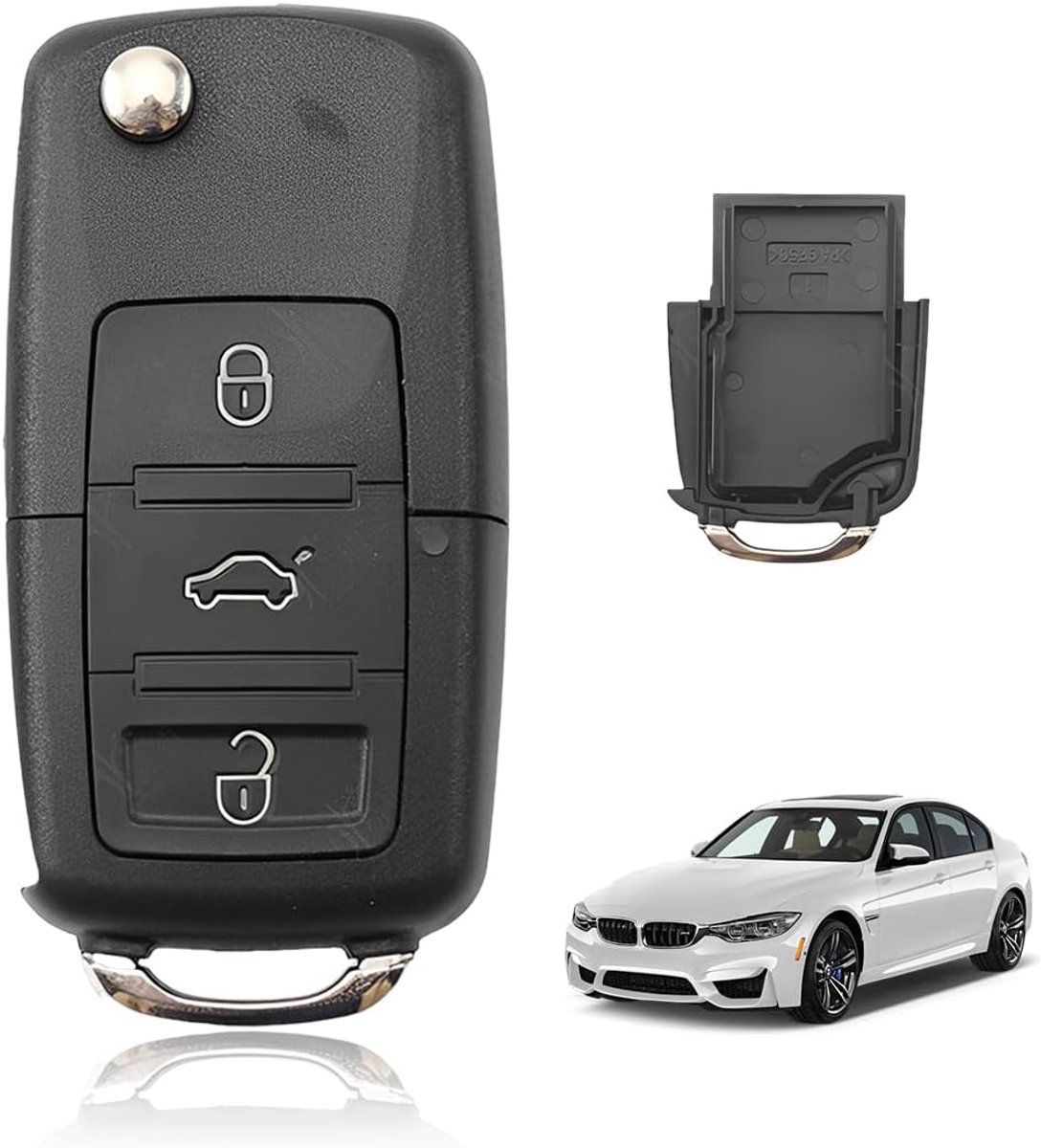 1 x Standaard Plastic En Metalen Vouwsleutelhoes Voor Golf Passat Polo Octavia met 3 Knoppen - ShopVlot