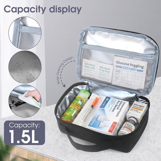 SnelShoppen - Draagbare Koelbox Mini voor Diabetici - Gekoelde Medicijnen, Insuline, Cosmetica, Compacte Isolatie Tas voor Ziekenhuis, Noodgevallen, M van Snelshoppen — afbeelding 3