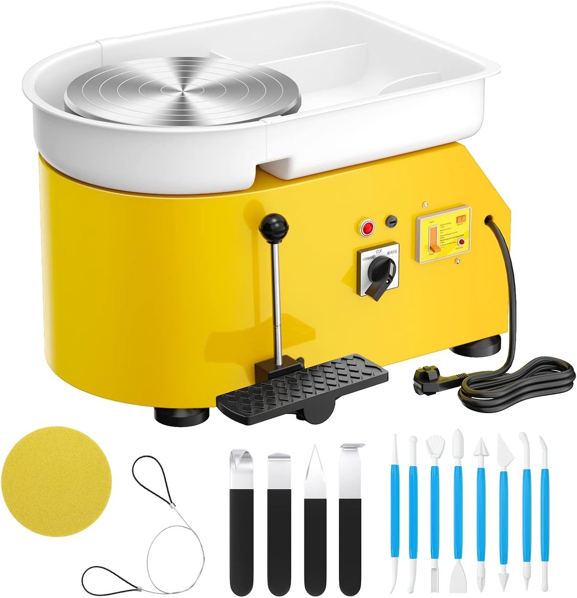 Electric Pottery Wheel, 25cm Pedal Pottery Disc with Detachable ABS Base and Turntable Turntable Clay Tool for - ShopVlot