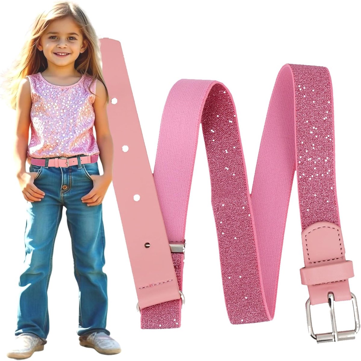 Elastic Stretch Belt >PRINZESSIN ANASTASIA< for Children - Modern Glitter Belt for Girls 3-15 Years - ShopVlot
