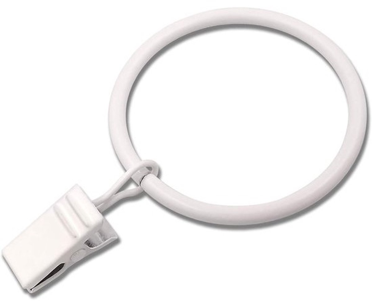 Gordijnringen - met clips - Gordijnhangers - Voor het ophangen van gordijnen - Inclusief haken - Binnendiameter 45 cm - Wit