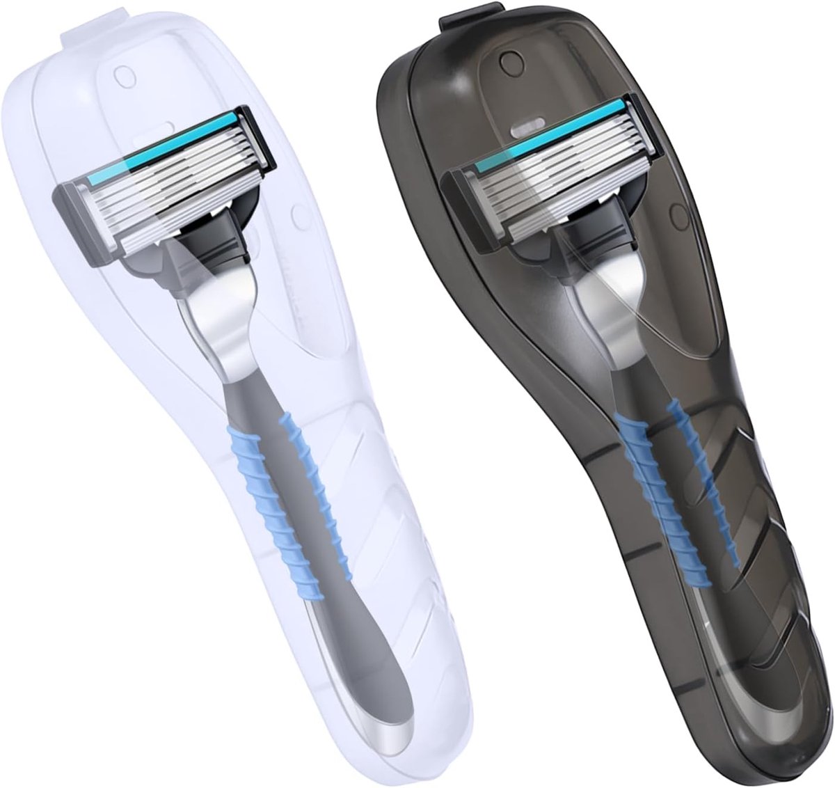 SnelShoppen - 2-Pack Reiskoffer voor Scheerapparaat, Waterdichte Opbergtas, Transparante Portable Nat Scheerapparaat voor Mannen, Beschermende Cover v