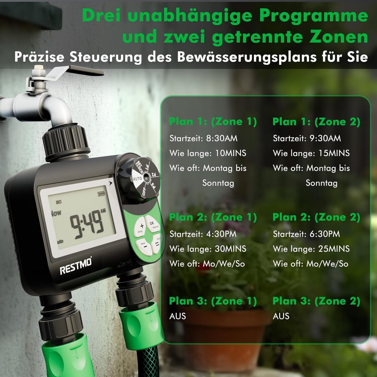 SnelShoppen - Multifunctionele Sproeiertimer met Drie Wekelijkse Schema's voor Irrigatie, Perfect voor Tuinslang en Buitenkraan, Gazonbewateringssyste