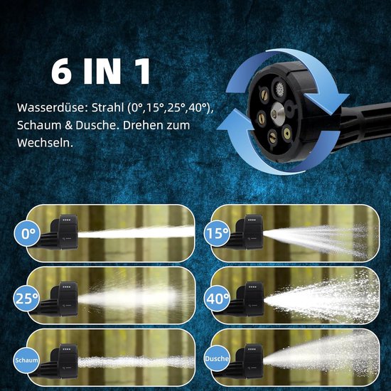 SnelShoppen - Draagbare hogedrukreiniger 80 bar met 6-in-1 mondstuk, borstelloze motor, 380 l/u, compatibel met 18 V accu, ideaal voor auto, tuin, ter van Snelshoppen — afbeelding 2