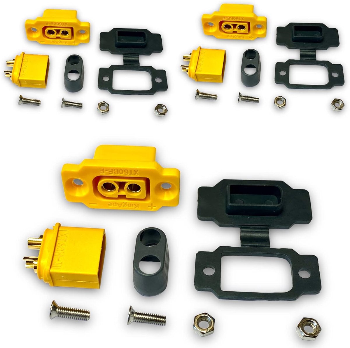 XT60E-F High Current Flush Plug + XT60H Plug with Rubber Cap and Screws for Lipo Battery XT60 Plug Gold Plug Dust - ShopVlot