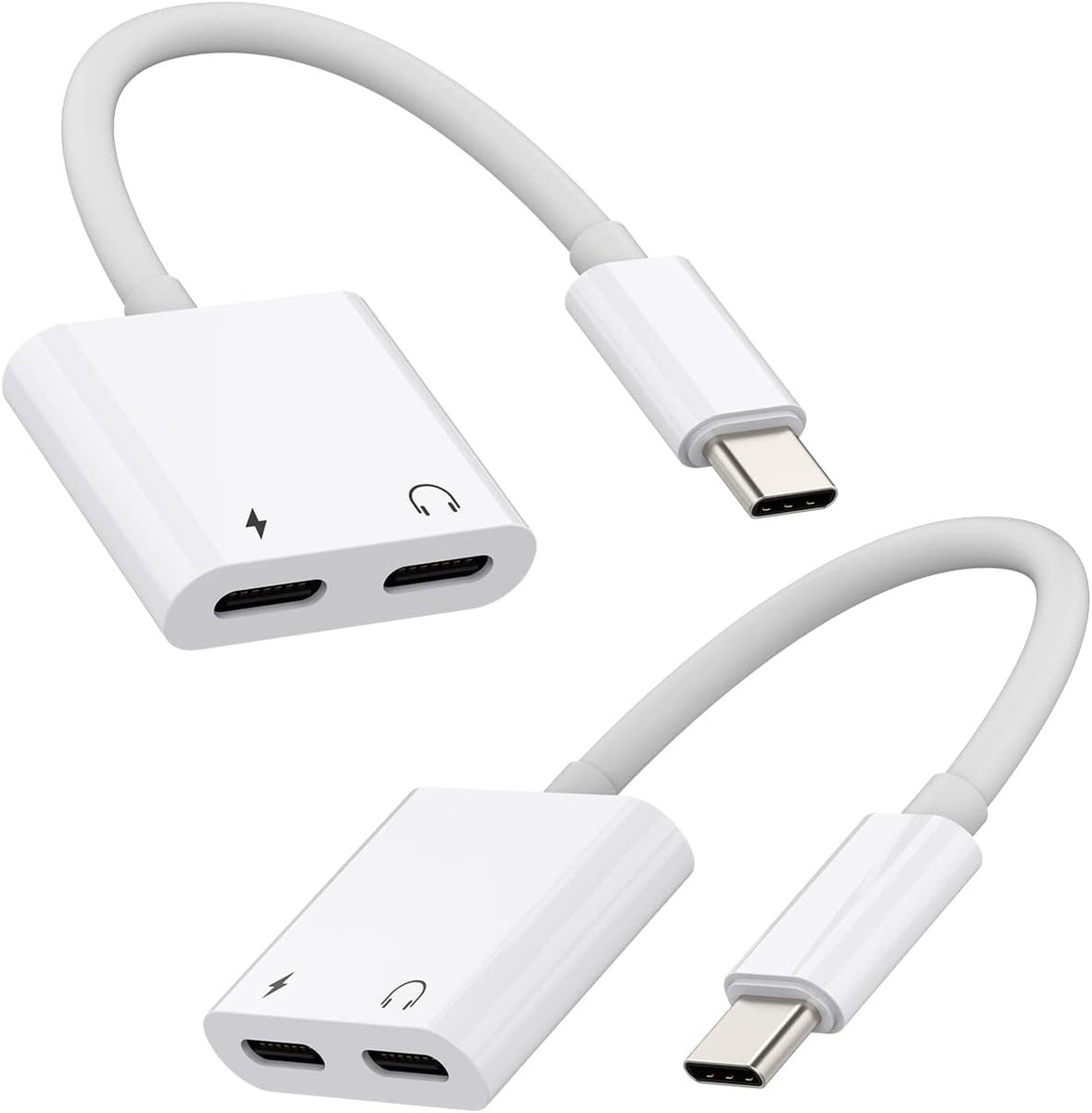 USB-C hoofdtelefoonadapter (2-in-1) DAC dubbele stekker type C oplaadkabel compatibel met Samsung Galaxy voor Apple - ShopVlot