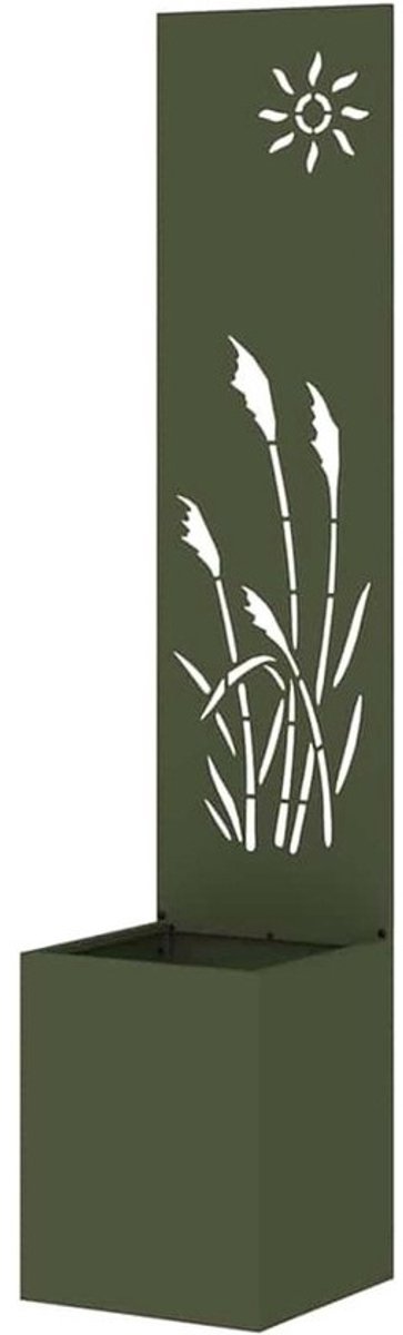 Inkijkbescherming voor de tuin - Privacyscherm - Terras aankleden - Decoratief staal - 32 x 140 cm - Olijfgroen