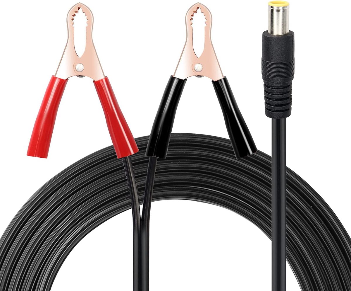 GINTOOYUN Battery Alligator Clamp to DC 8mm Male Plug Cable 18AWG 24V Insulated Crocodile Clip to DC7909 Male Plug - ShopVlot