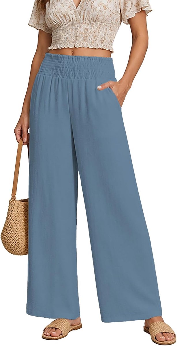 Elastische hoge taille brede pijpen lounge broek S-2XL
