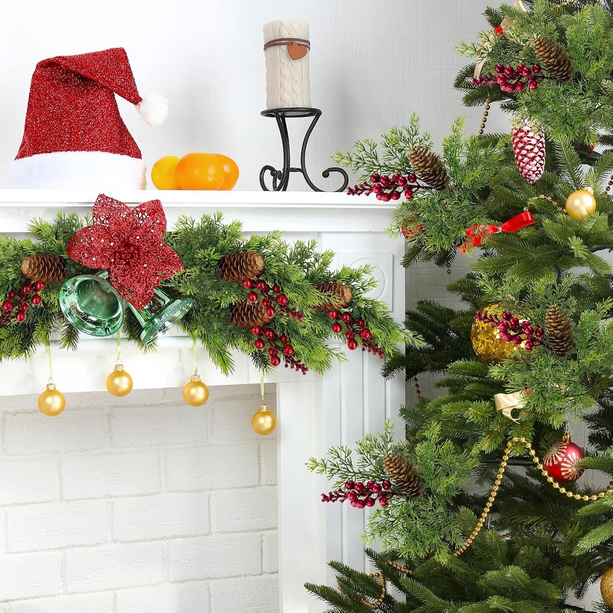 4 stuks kunstmatige dennentakken zoals echte zachte siliconen dennentakken Kerstmis lange dennenboom dennengroen decoratieve takken adventskrans decoratie kerstkrans kunsttakken tafeldecoratie (groen) – foto 7
