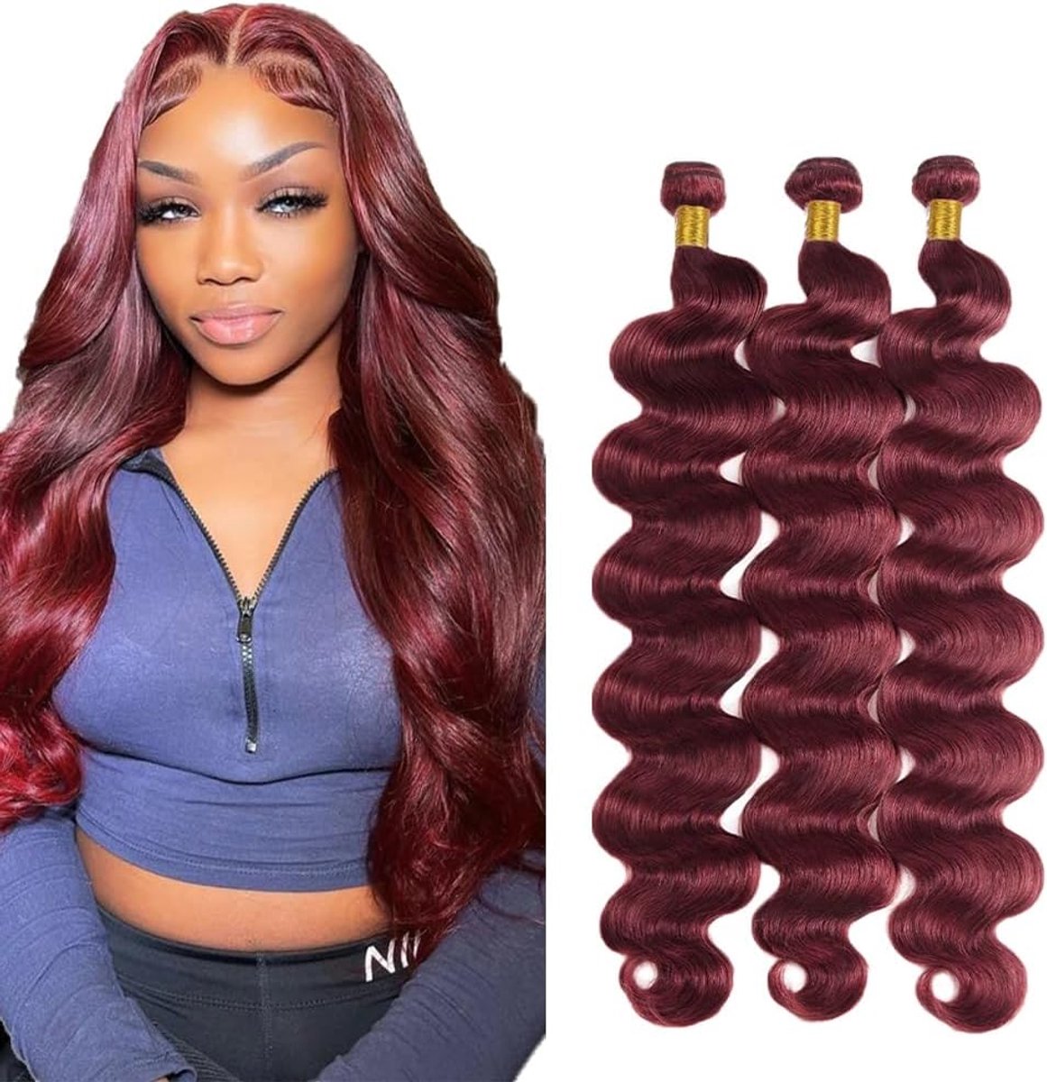 #99J Burgundy Bundles Human Hair Extensions Body Wave Brasilien Echthaar Unprocessed Brazilian Virgin Hair Weave 3 Bundles Total 150g For Waman 22 24 26 Inch