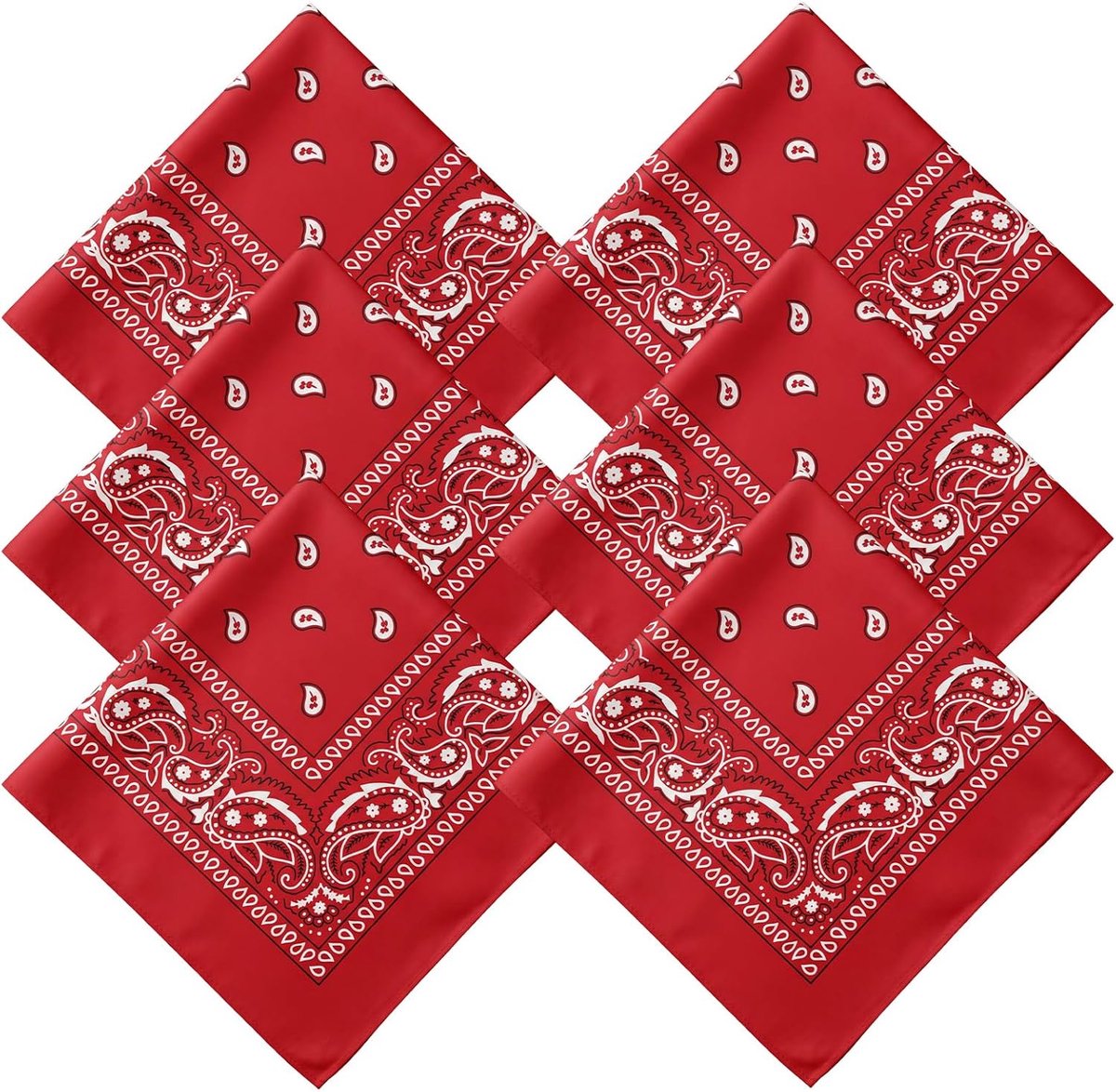 6 stuks bandana's voor dames en heren, bandana katoen met paisley-patroon, zwarte doek, hoofddeksel, pols, haarsjaal, hoofd, biker, 54 x 54 cm