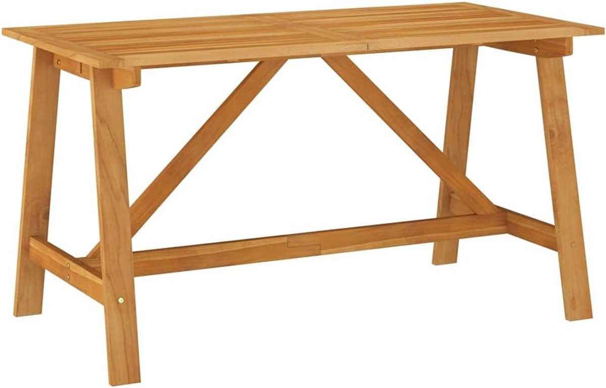 140x70x73,5 cm massief acaciahout duurzaam stabiel olieafwerking eettafel buiten meubel voor tuin balkon terras patio uniek design natuurlijk hout