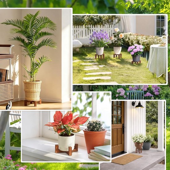 Standaards binnen buiten, moderne enkele plantenkruk uit het midden van de eeuw voor potten van 15-12 inch, hoekplantenplank, bloempothouder, tafel voor woonkamer, balkon — afbeelding 3