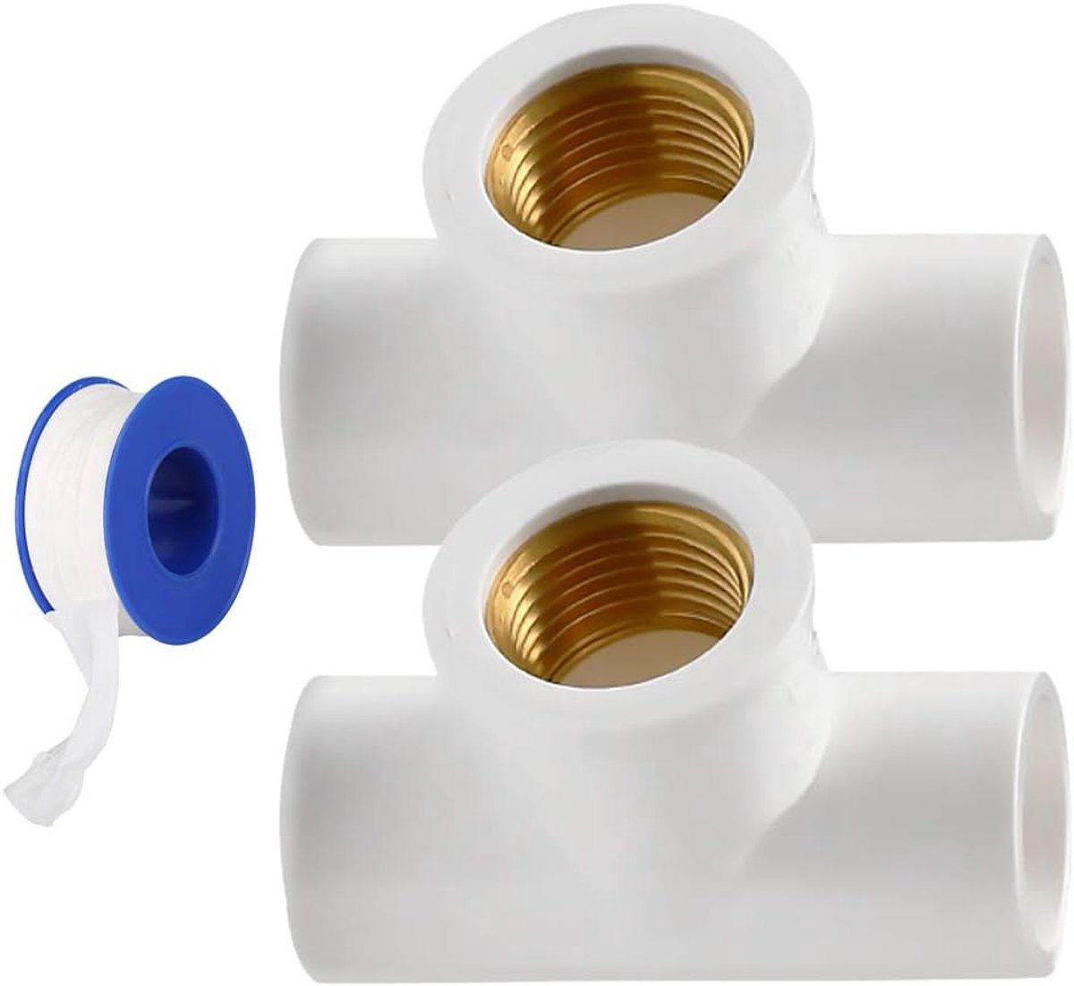 2 pieces PVC pipe connector fitting adapter - tees with female thread, 20 mm - ShopVlot