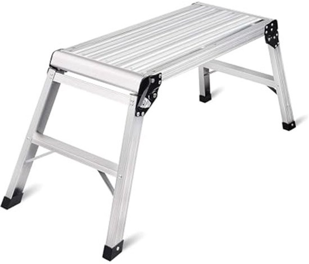 Verstelbare aluminium werkplatformladder - antislipmat - capaciteit 150 KG - 76 cm hoogte