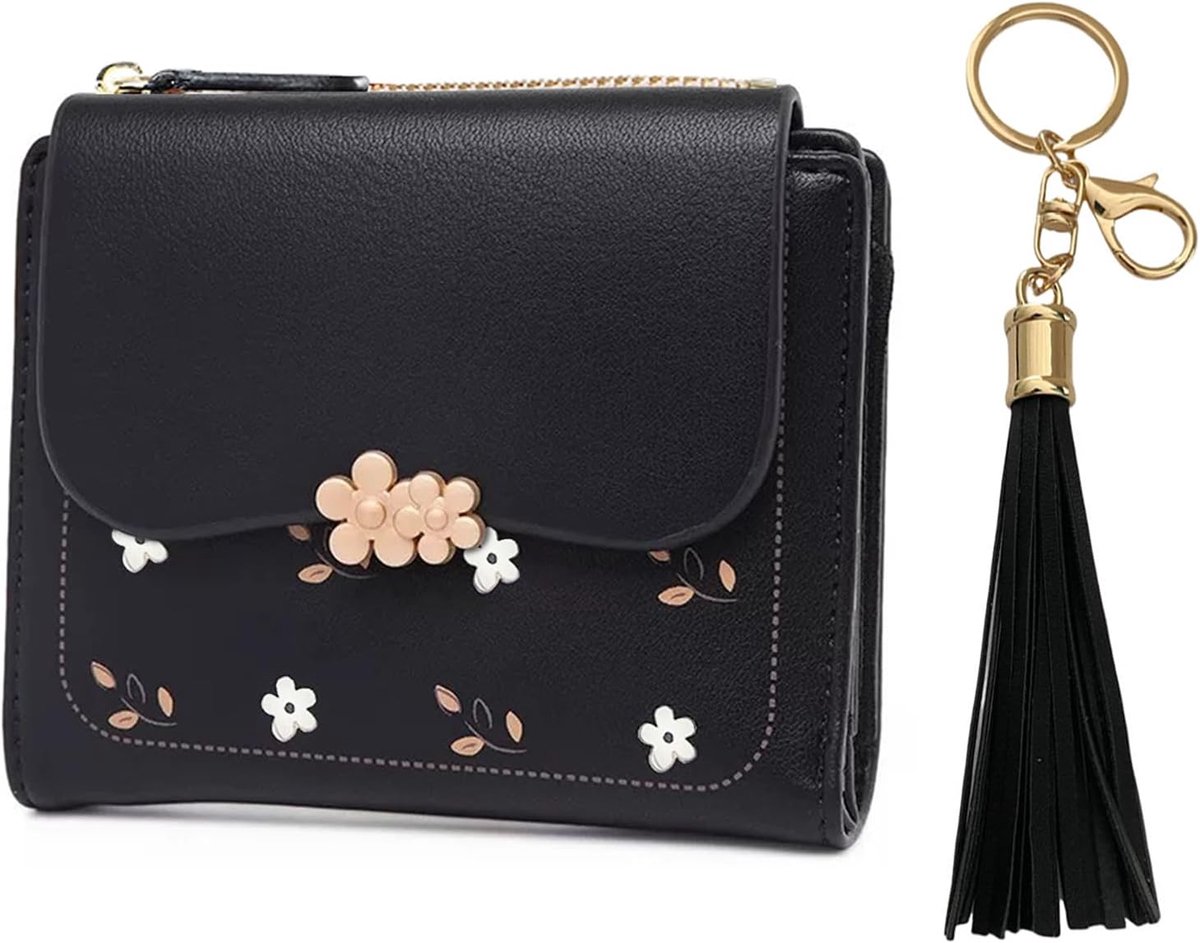 Women's purse, 1 x tassel pendant, zip purse, women's purse with metal press stud, women's wallet with multiple card - ShopVlot