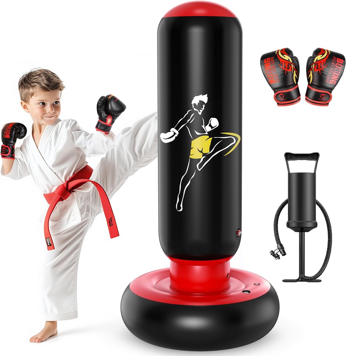 SnelShoppen - Kinderen Punching Bag Set - Verstelbare Bokszak voor Kinderen - Perfect Cadeau voor Feestjes, Verjaardagen en Thuis - Verbeter Reactiesn