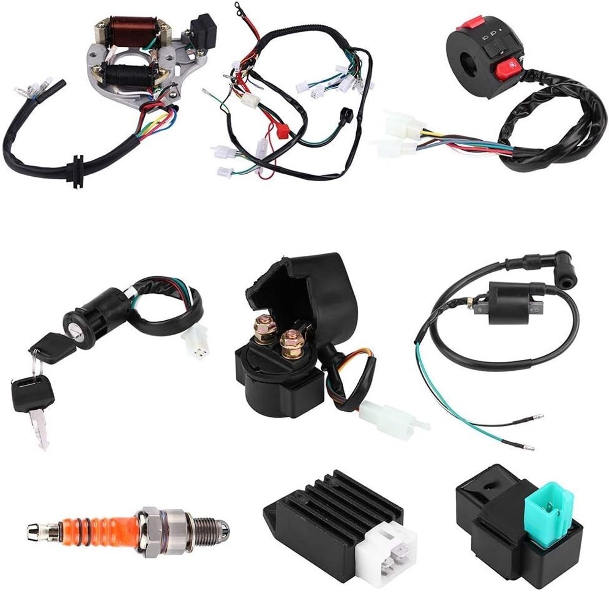 Complete Elektrische Bedrading Set voor ATV en QUAD met 5-Pins Racing CDI, Ontstekingsspoel en Aansluitingen voor Betrouwbare Start en Prestaties