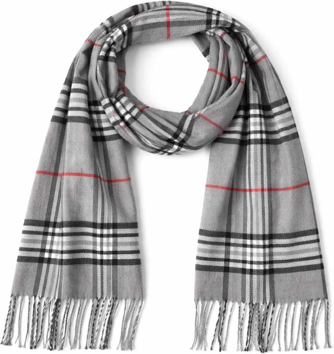 Premium geruite sjaal voor dames en heren, voelt aan als kasjmier, zachte franjes, wintersjaal, 180 x 32 cm, klassieke tartan sjaal, elegante uniseks sjaal