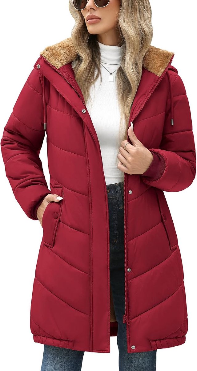 Damesjas met fleece gevoerde jassen winter puffer jassen dames gewatteerde donsjack rits up gewatteerde jas warme casual outdoor capuchon parka overjas met zakken