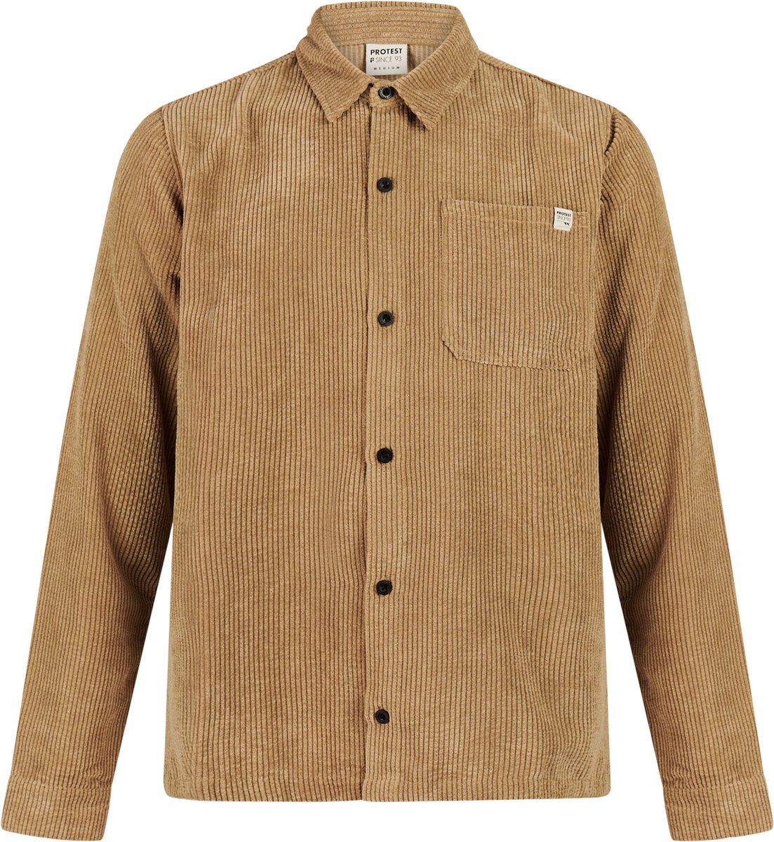 Protest PRTCane Shirt Heren Overshirt Outdoor Knopen Ribstof Beige