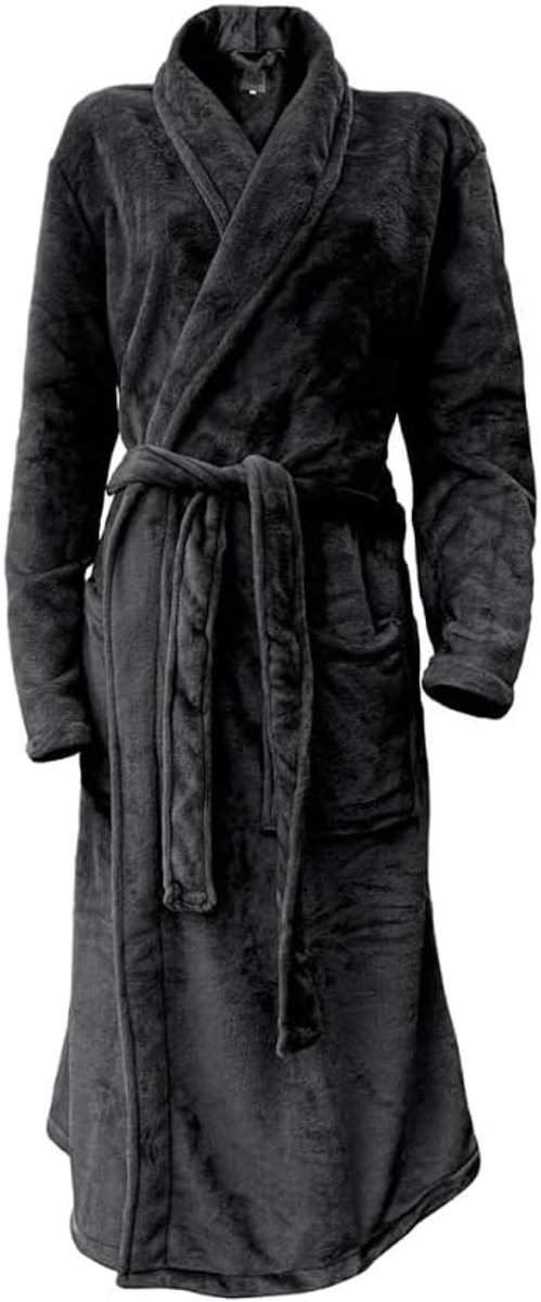 Fleece Badjas Uni - black - S