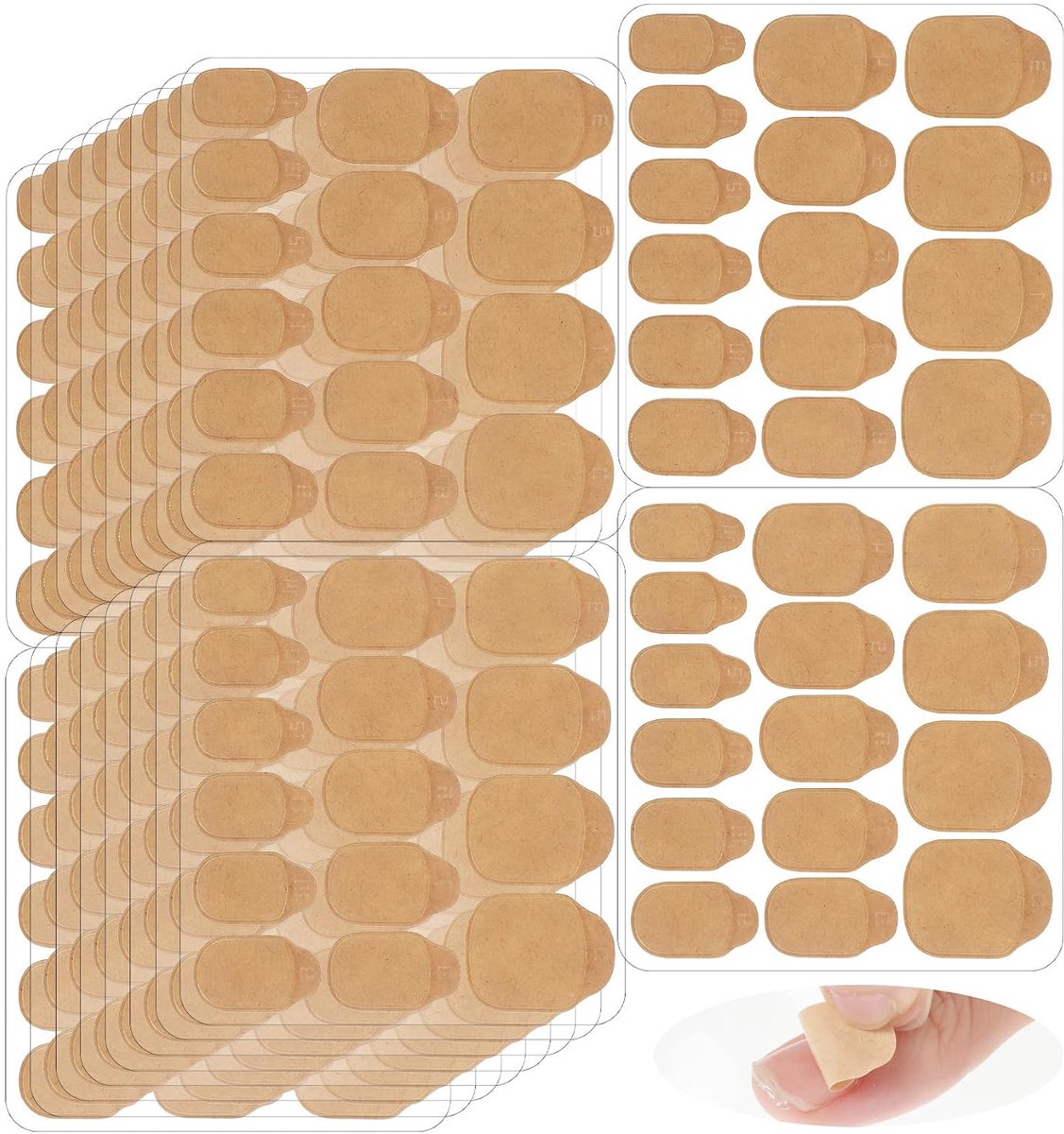 600 stuks zelfklevende pads nagels, nagelkleefpads, transparant, dubbelzijdig, voor kunstnagels, press on manicure, doe-het-zelf accessoires (beige)