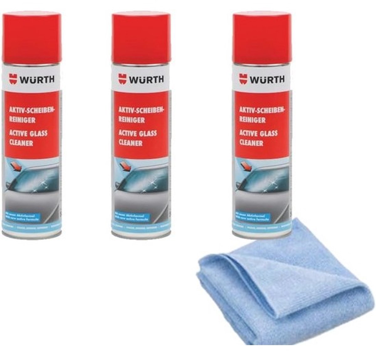 Actieve ruitenreiniger 3x - Inclusief microvezeldoek - Voor streeploze ramen