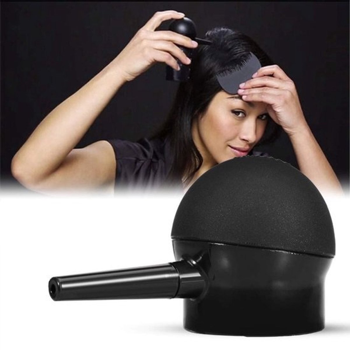 Dailygoods - Haarvezelapplicator Professionele Spuit - Poedersprayfles - Verstuiver voor Haarverdikking - Precisietoepassing - Zwart - Lichtgewicht ABS - Haarverdikkingsspray