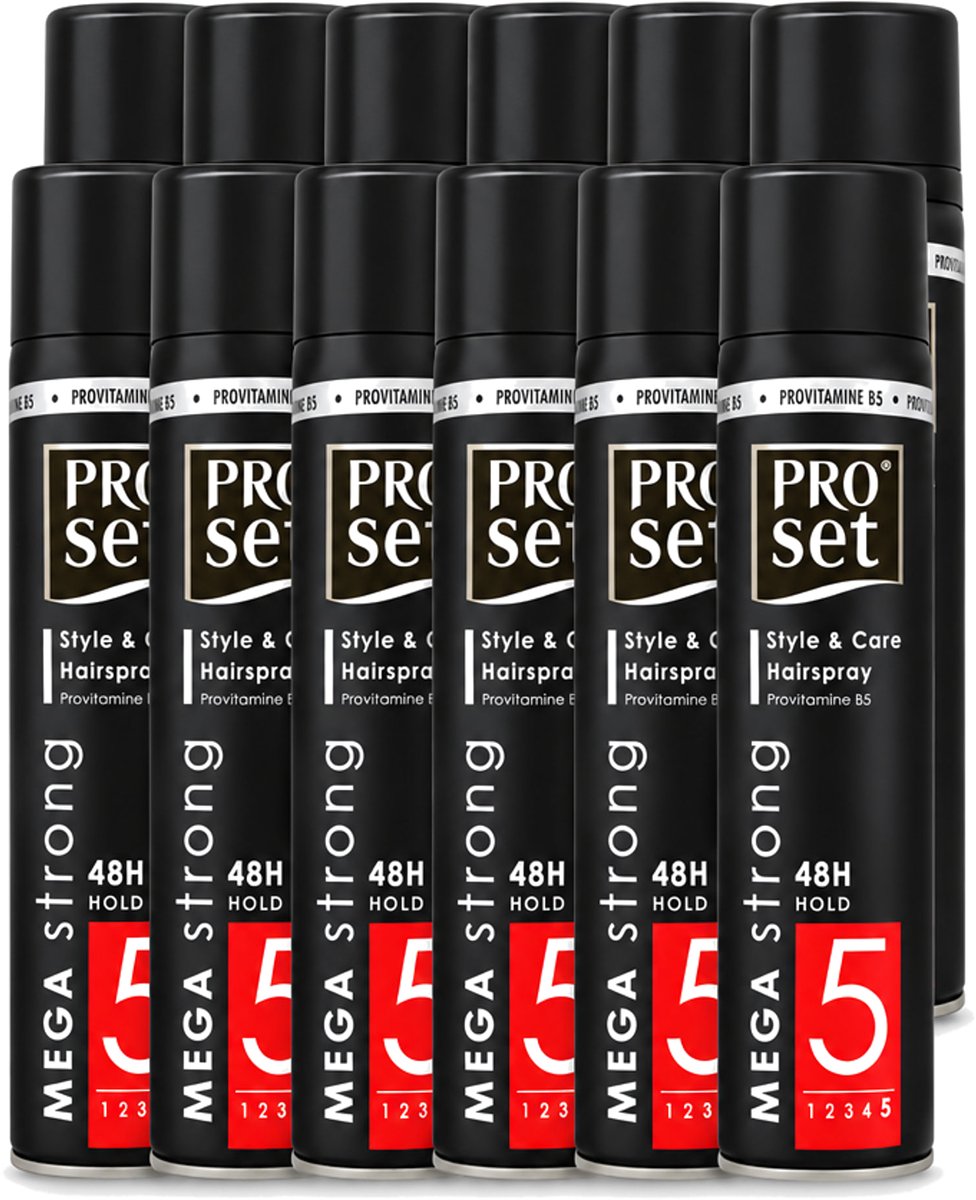 12 x Proset - Haarspray - Mega Strong - 48 uur Werking - 300 ml - Voordeelverpakking - 12 stuks