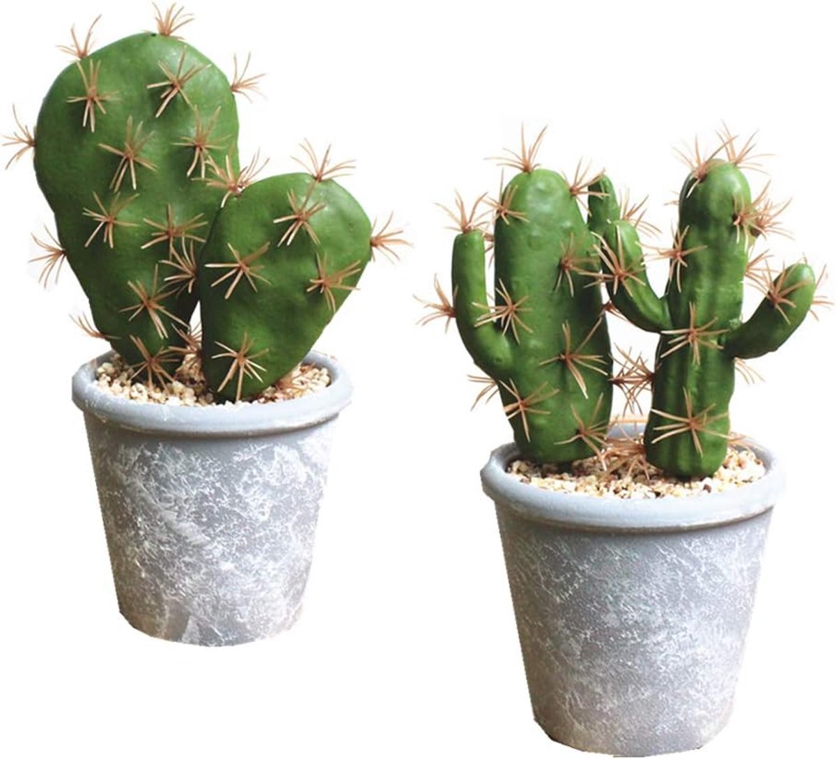 SnelShoppen - Kunstplanten Set - Kunstmatige Succulenten in Pot - Nepplant Cactus Decoratief - Inclusief Steentjes en Zand - Voor Badkamer en Thuisdec