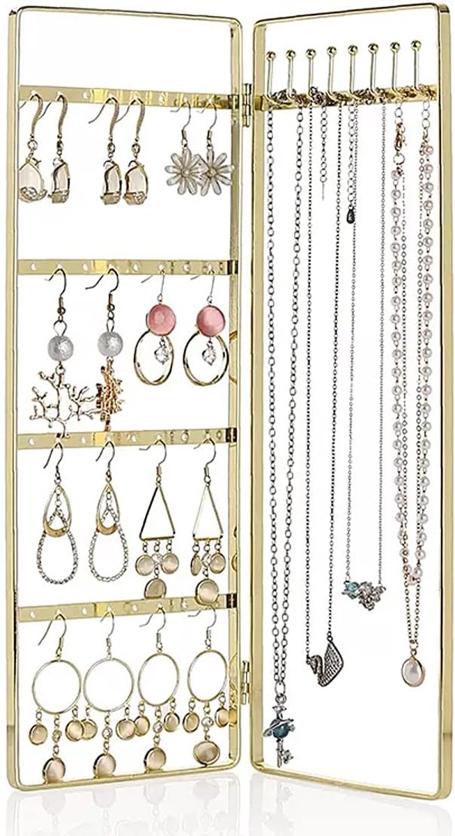 SnelShoppen - Rairsky Necklace Holder Jewelry Stand - Vintage Rose Gold Metalen Sieraden Organizer voor Oorbellen en Kettingen - Sieradenhouder voor M