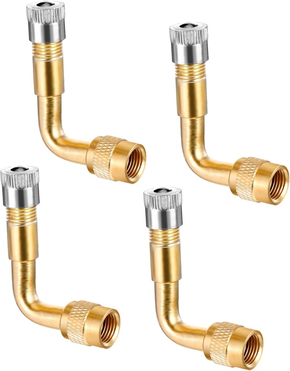 Ventiel uitbreiding 90 graden - Koperen ventieladapter - Verbeterde toegang - Geschikt voor auto, motor, fiets - Homevero