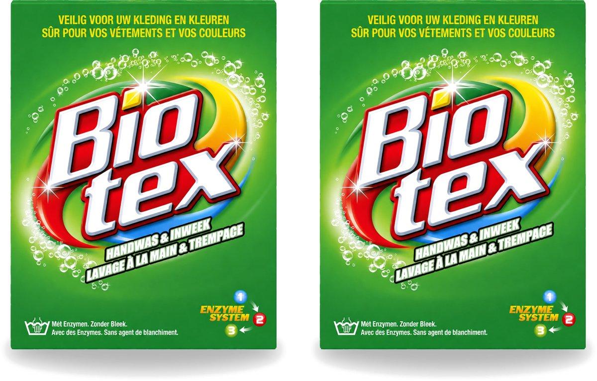 2 x Biotex - Waspoeder - Handwas & Inweek - Actieve Biologische Enzymen - 720 g - Voordeelverpakking - 2 stuks