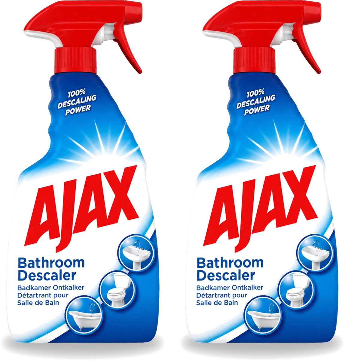 2 x Ajax - Badkamer Ontkalker Spray - Verwijdert Hardnekkig Kalk - 750 ml - Voordeelverpakking - 2 stuks