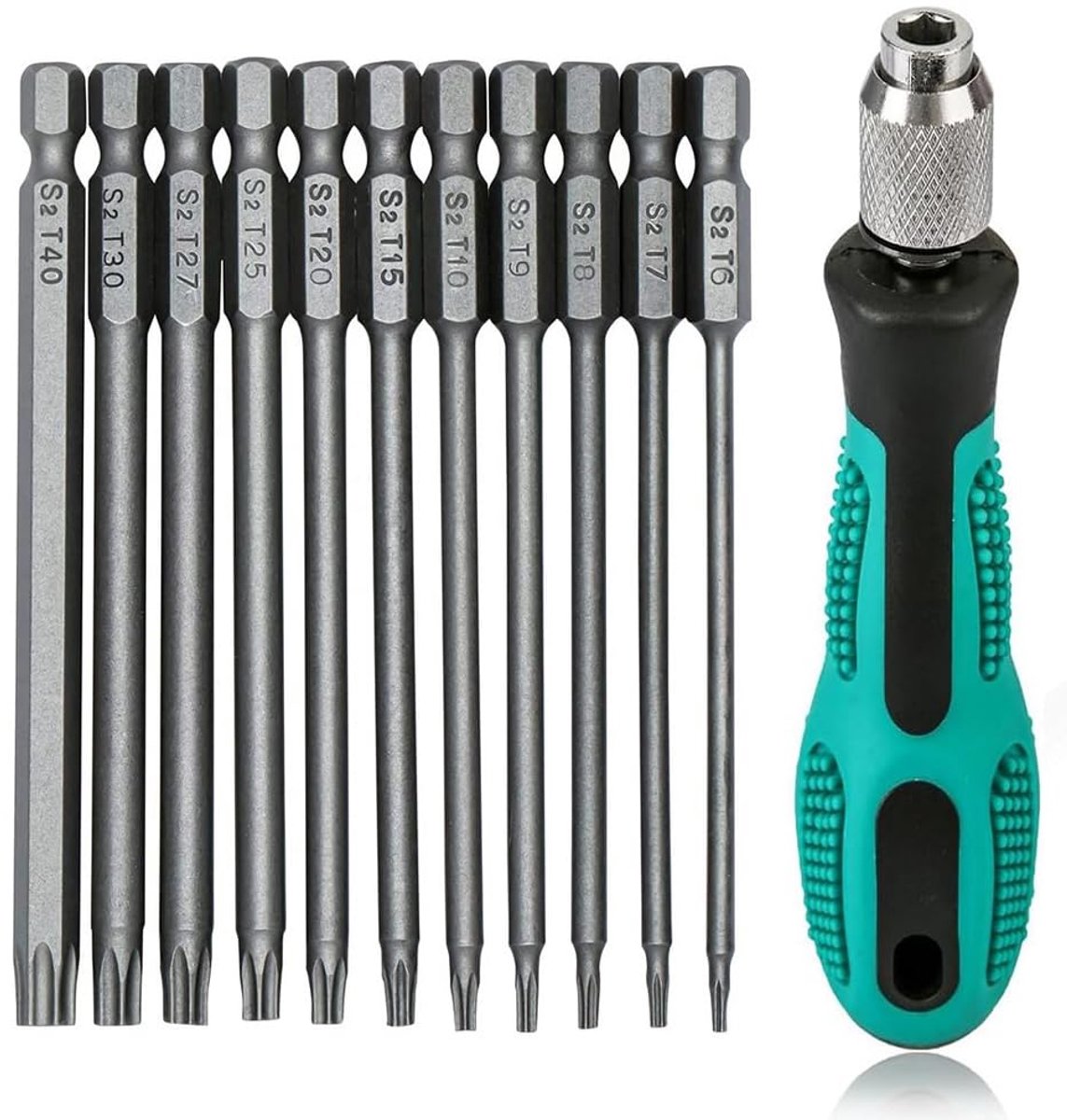 Fongmore 12 STKS 75mm Torx Beveiligingskop Schroevendraaier Boor Set 1/4 Inch Hex Schacht T6 T7 T8 T9 T10 T15 T20 T25 - ShopVlot