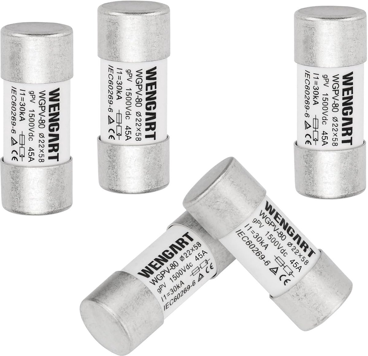Wengart Cylinder PV fuse WGPV-80, DC1500V, 22x58mm, 50kA, protects photovoltaic installations from overload and - ShopVlot