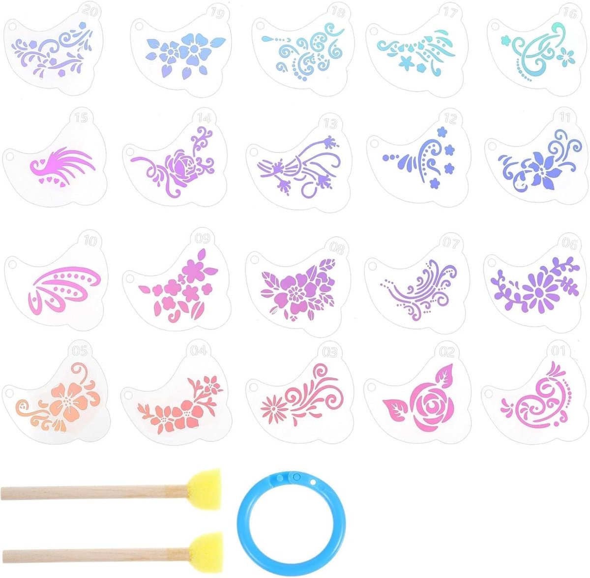 20 stuks kinderschminksjablonen, make-up sjablonenset voor Halloween