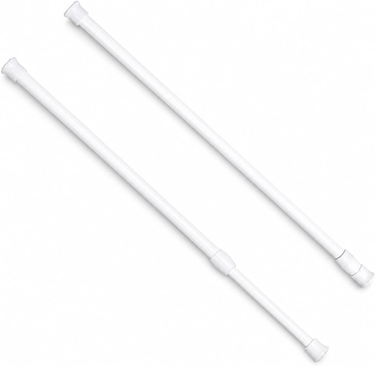 2 stuks telescoopstang om te klemmen, gordijnroede zonder boren, kleine uittrekbare klemstang, verstelbare gordijnroede telescopische gordijnroede voor kledingstang, kasten - 30-50 cm