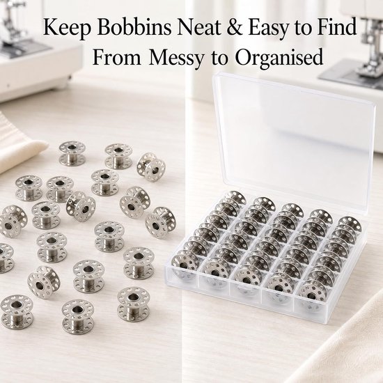 Spoelen voor naaimachine met spoelbox, onderdraadspoelen zilver, 11 × 20 mm, naaimachinespoelen, compatibel met de meeste huishoudelijke naaimachines, voor naaien — afbeelding 3