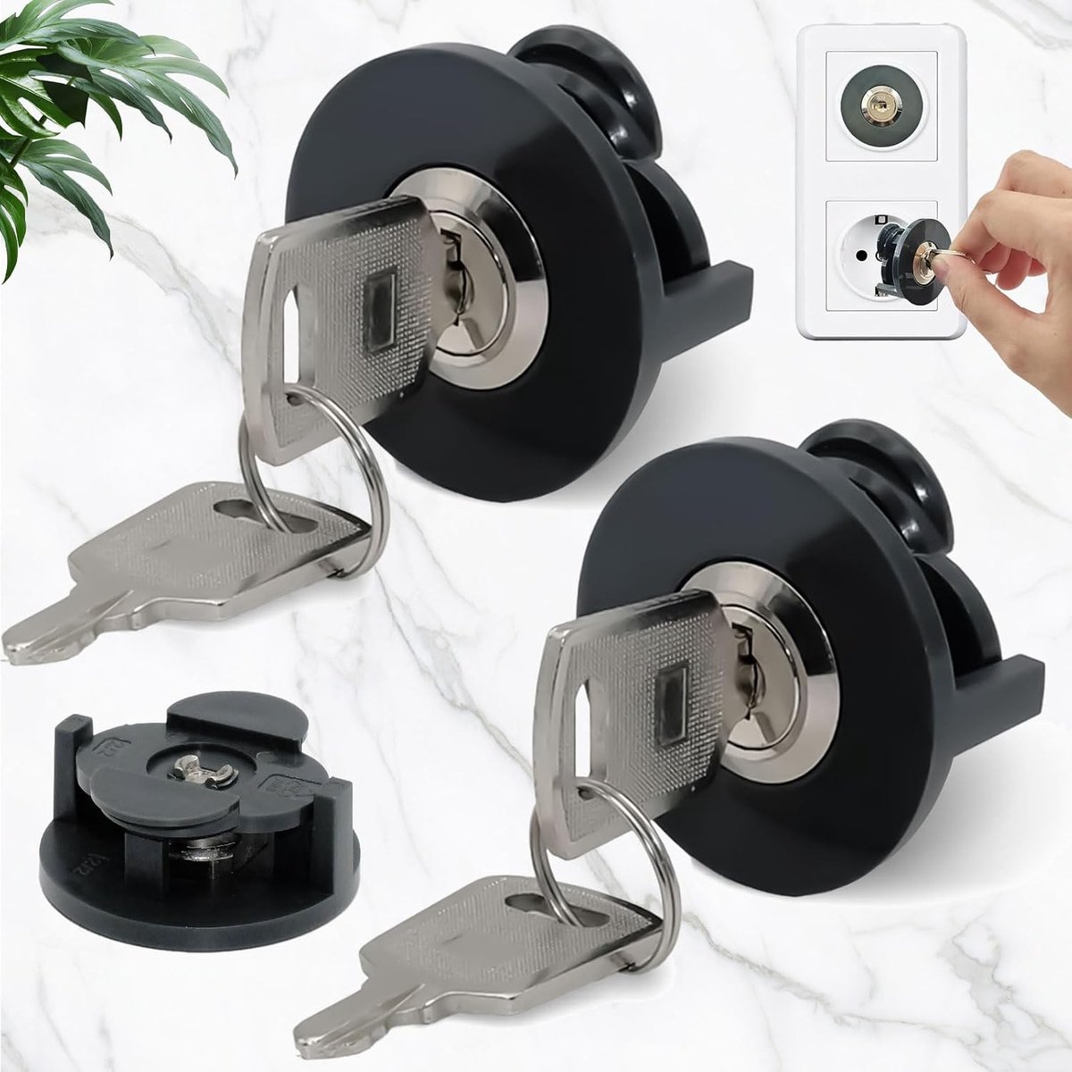 2 Pieces Power Socket Lock,4 Key Socket Lock,Socket Lock Power Theft Prevent,Socket Lock Zinc Alloy Material with - ShopVlot