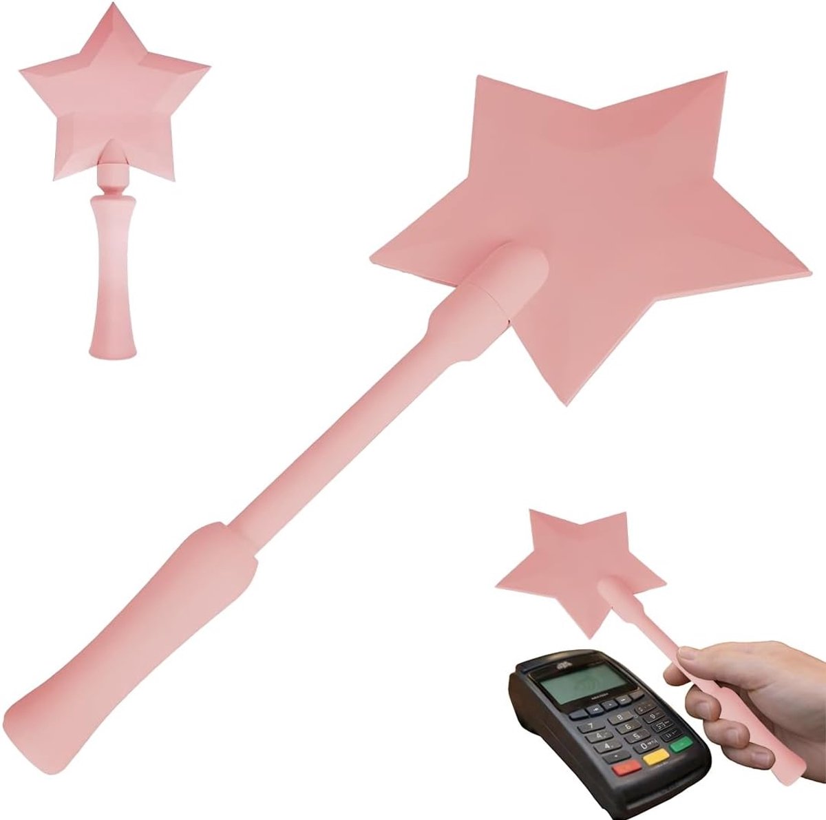 Kaart Toverstok, Grappige Sterstaf Gemaakt met 3D-printen - Draagbaar en functioneel voor kind, cosplayfan, goochelaar (ROZE)