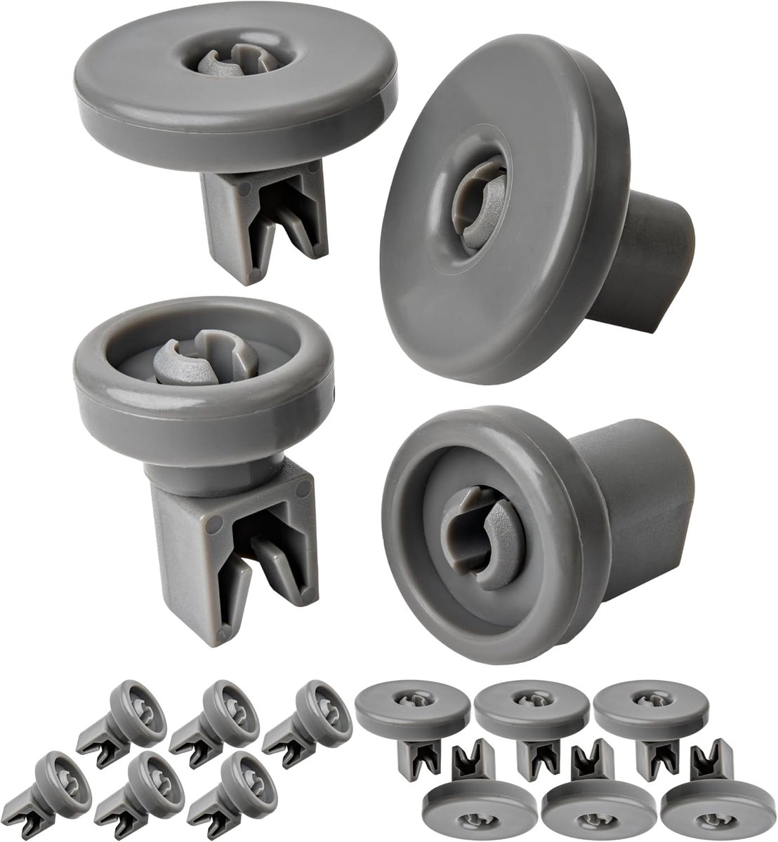 Set voor vaatwassers, 16 stuks, grijs, Ø 40 x 8 mm en 25 x 8 mm wielen, universele afwasmachine wielen voor de meeste vaatwassers, onderkorfwielen en bovenkorfwielen afdruiprek