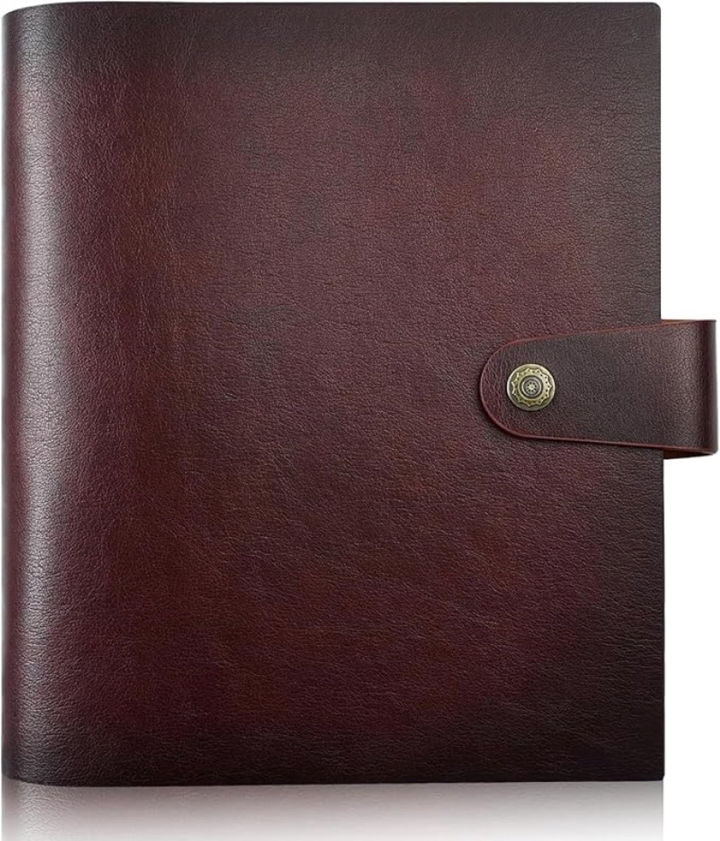 Lux Leren Fotoalbum 4x6 voor 300 Foto's met 40 Schrijfpapier, Retro Metalen Sluiting, Wijnbruin