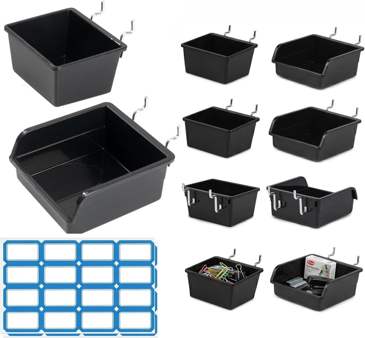 12 x gatenwand accessoireset, gereedschapswand box met haken & 32 zelfklevende gatenplaat gereedschapswand organizer - ShopVlot