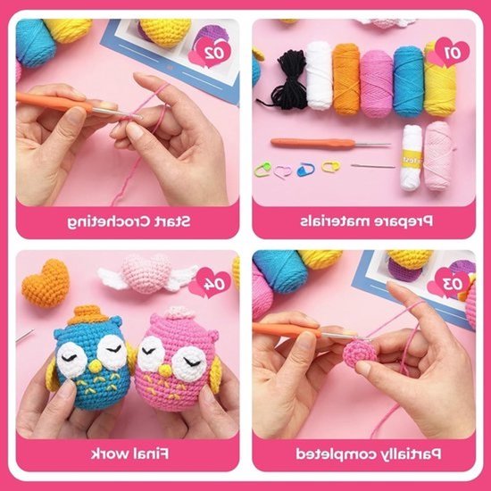 Haaksets voor Beginners - 2 Dierlijke Ontwerpen en 3 Hartvormige Patronen met videotutorials - Verjaardag- en kerstcadeaus — afbeelding 3