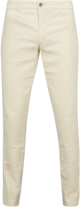 Off-white corduroy chino broek met fijne ribstructuur. De broek heeft een knoop- en ritssluiting.