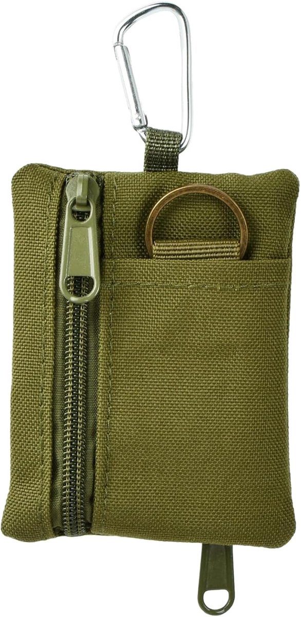 Compacte EDC Clutch, Mini Portemonnee met Sleutelhanger, Draagbare Outdoor Tas met Karabijnhaak voor Kamperen, Wandelen en Fietsen
