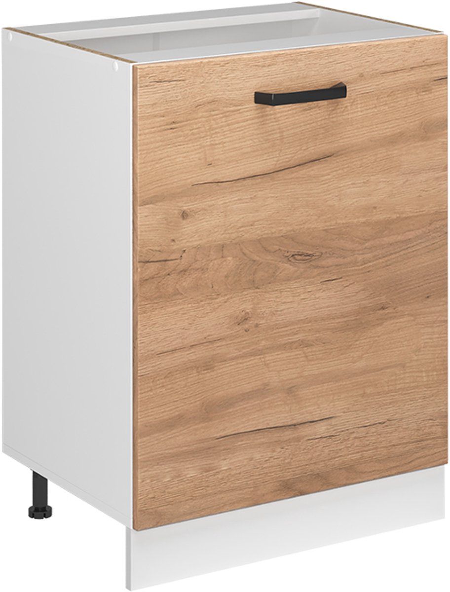 Vicco Keukenonderkast R-Line, Goudkleurig Eiken/Wit, 60 cm met 1 deur zonder werkblad